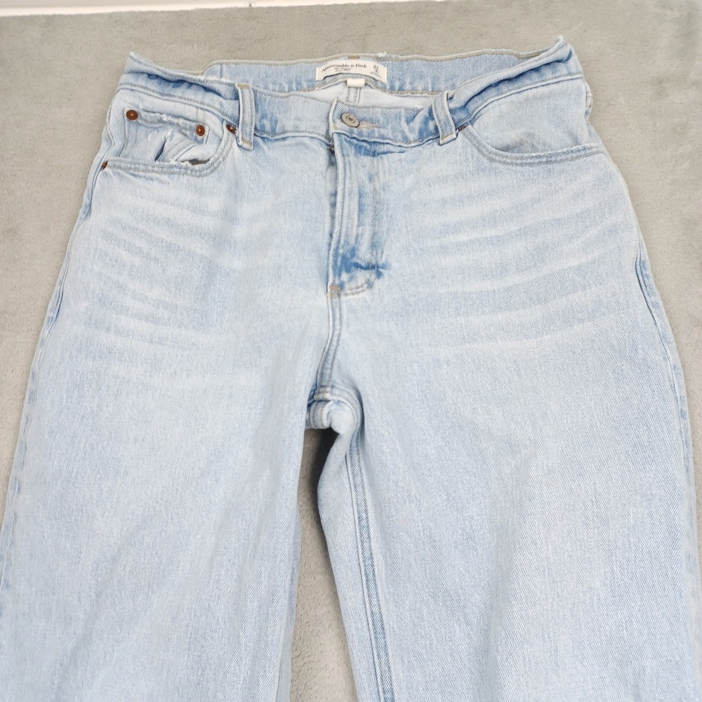 Abercrombie Fitch Jeans Womens 27 Blue Denim Baggy Low Rise Distressed - Picture 2 of 9